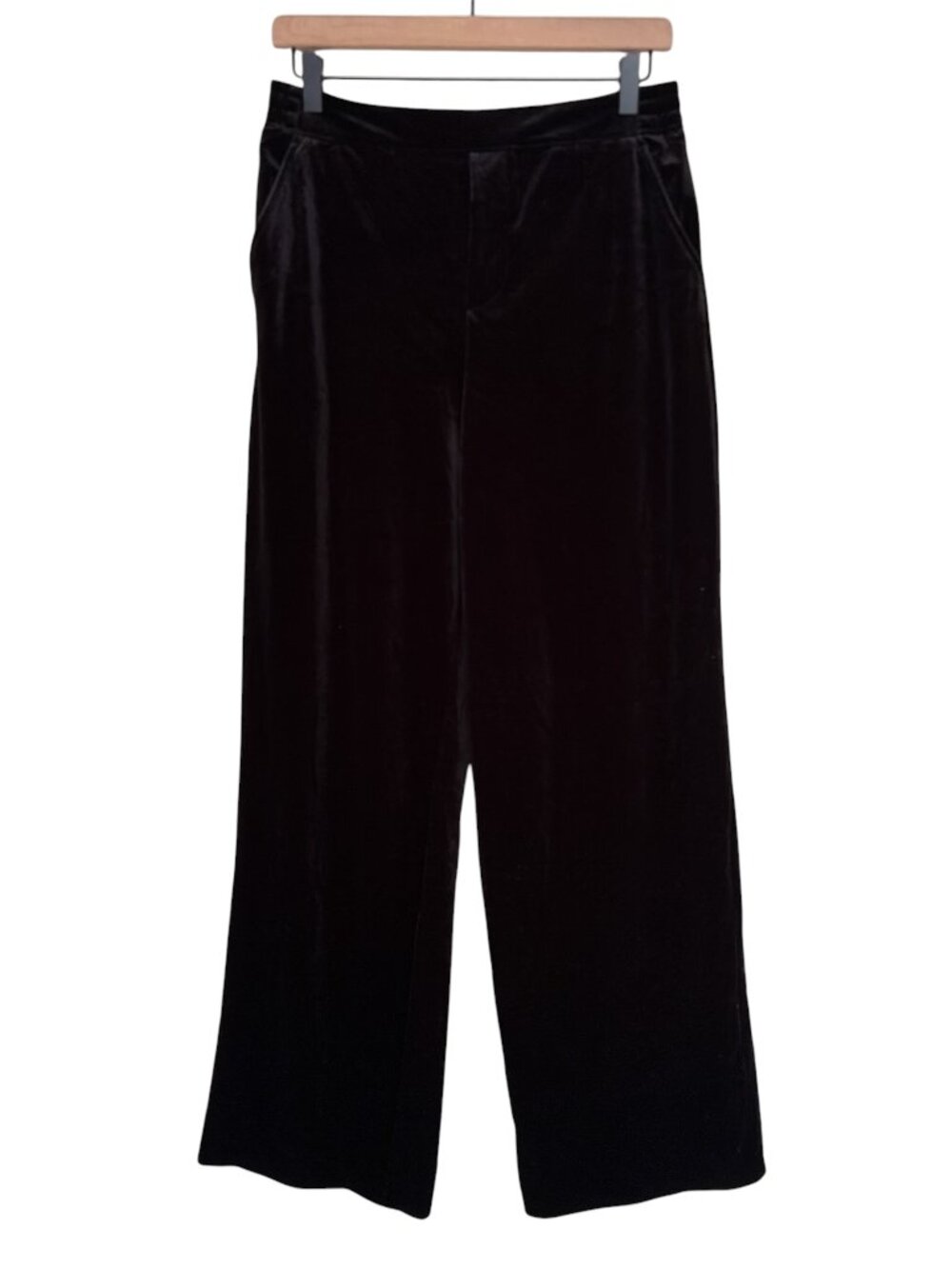 BlankNYC Black Velvet Wide Leg Elastic Waist Pull On Pants